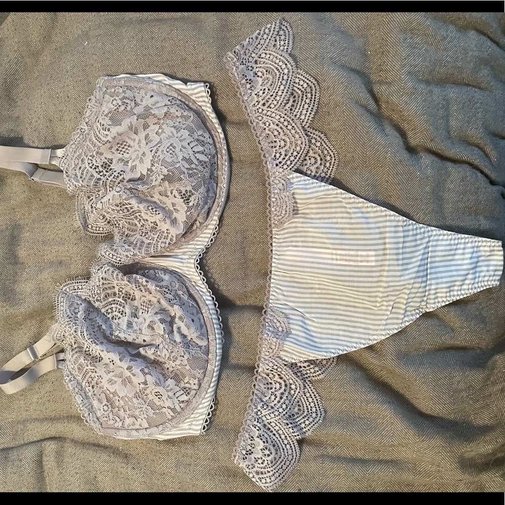 Victoria’s Secret dream angels lavender cream striped set 38DDD / XL